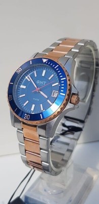 GORGEOUS LOOKING UNISEX 37 MM 100M WR GMT ROSE GP & STAINLESS DIVERS STYLE WATCH