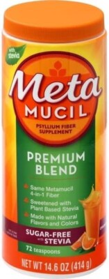 META MUCIL 4-IN-1 FIBER - SUGAR FREE - 60 TEASPOONS - ORANGE FLAVOR - EXP. 08/24
