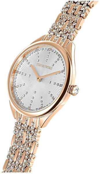 Pre-owned Swarovski Crystal Attract Watch Metal Bracelet, White， Rose-gold Tone 5610487