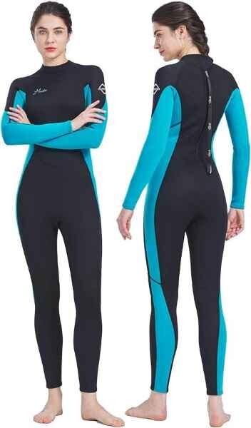 Hevto wetsuit Women Blue 3/2mm Neoprene Full Suit Back Zip