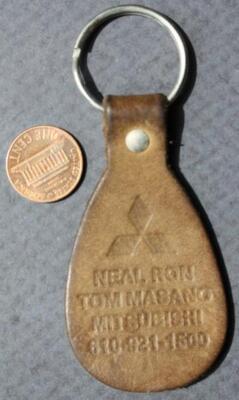 1970-80s Era Reading Pennsylvania Masano Mitsubishi Motor Cars leather keychain-