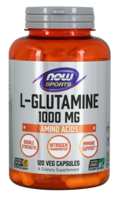 NOW Foods L-Glutamine, Double Strength, 1000 mg, Veg 120 Capsules