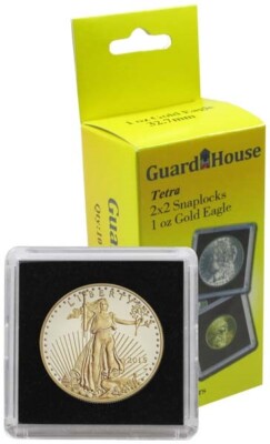 2x2 Snaplocks For US 1 Oz Gold Eagle 32.7mm 10 Coin Holders Black Interior Tetra