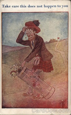 Golf 1930 Take Care This Does Not Happen To You Divided Back Postcard 1c stamp