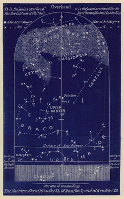 Northern night sky star chart November. Scorpio. Oct 23-Nov 22. PROCTOR 1882
