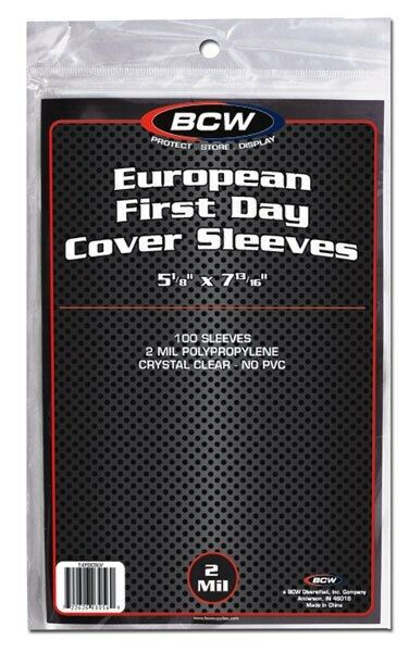 Pack of 100 BCW European First Day Cover 2 mil Soft Poly Sleeves protectors
