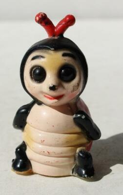Lady Bug Figurine Cartoon Comic Style Sitting Up Plastic Unmarked Figurine CUTE