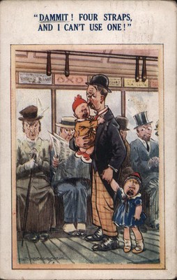 Spanking Man Wants to Spank Children with Strap 1922 Bamforth & Co. Postcard