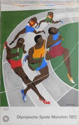 1972 Munich Olympics poster designed by Jacob Lawrence