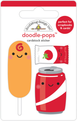 Doodlebug Stickers Doodle-Pop 3D Let's Ketchup Pouch Corn Dog Pop Soda Can Smile