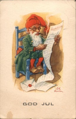 Santa Claus God Jul Axel Eliassons Postcard 5 stamp Vintage Post Card
