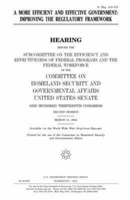 A More Efficient And Effective Government: Improving The Regulatory Framework