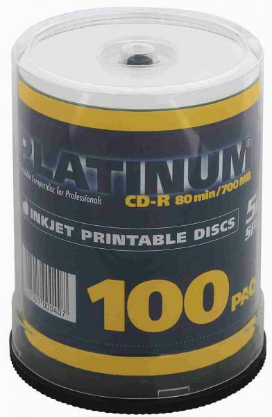 100 Platinum Rohlinge CD-R full printable 80Min 700MB 52x Spindel