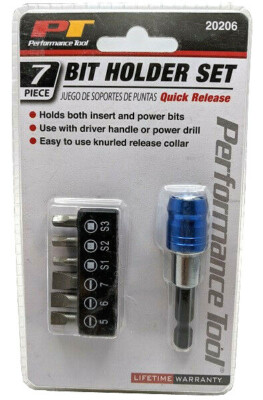 Performance Tool New 7 Piece Quick Release Bit Holder Set 
