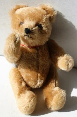 Hermann teddy bear ぬいぐるみ Hermann Teddy Bear Golden Mohair Stitched Nose Red Ribbon