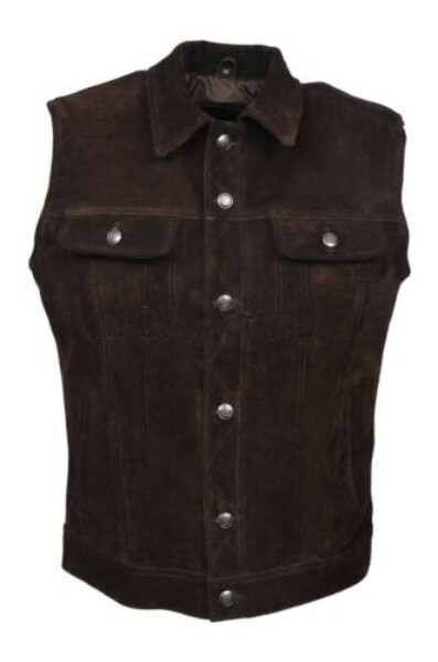 F$L NEU HERREN ECHT LAMMLEDER WILDLEDER WESTE MANTEL BROWN OUTWEARLINIE JACKET-020