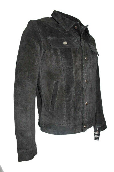 F$L NEU HERREN SCHAFSFELL WILDLEDER JACKE GRAU HANDGEFERTIGT PARTYKLEIDUNG -MS060