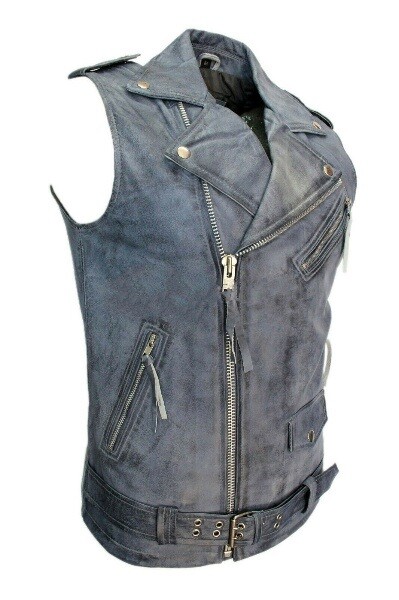 F$L HERREN LAMMLEDER WESTE MANTEL KLASSISCH REISSVERSCHLUSS GRAU JACKET-028