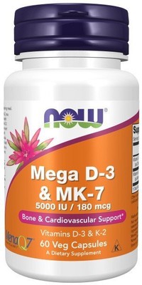 Now Foods Mega D-3 и MK-7 60 растительных капсул