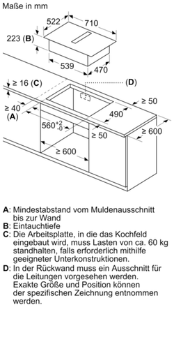 SIEMENS ED711FQ15E Induktionskochfeld mit Dunstabzug 70cm rahmenlos EEK B