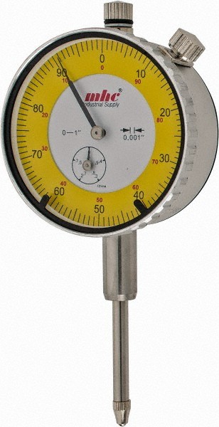 Economy Dial Indicator, 1" Range, 0.001" Grad, 0-100 Dial Reading