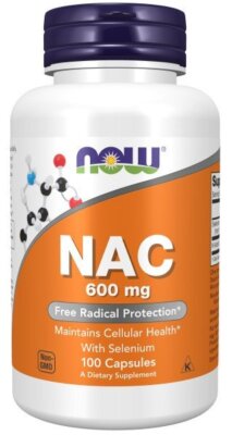Now Foods NAC N-ацетилцистеин, 600 мг, с селеном, 100 капсул