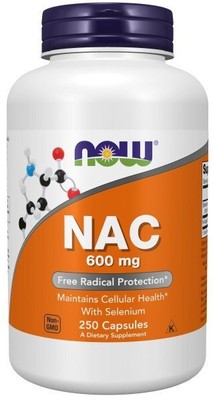 Now Foods NAC N-ацетилцистеин, 600 мг, с селеном, 250 капсул