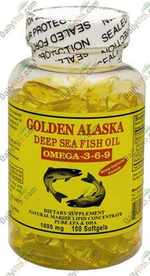 Golden Alaska Deep Sea Fish Oil Omega-3-6-9 1000mg 100 Softgels, DHA/EPA FRESH