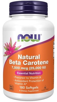 Now Foods Натуральный бета-каротин 25 000 МЕ 180 мягких таблеток