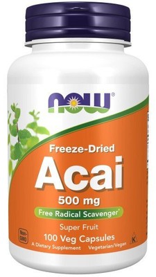 Now Foods Асаи 500 мг Органические сублимированные 100 растительных капсул