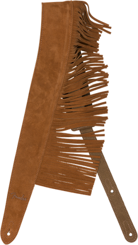 Genuine Fender Limited Edition 2-1/2 Inch Fringed Tan Suede Leather Guitar Strap