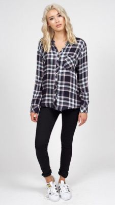 Ash & Ember Belmont Casual Button Down Plaid Shirt Top $98