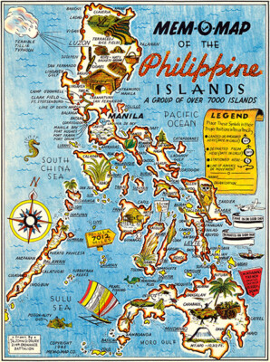 Philippines - Over 7000 Islands - 1945 - Pictorial Map Poster