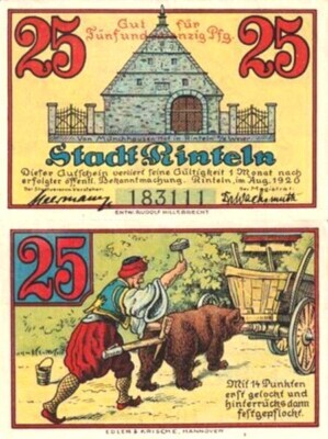 ANTI-AMERICAN NOTGELD! ''SCREWED FRONT & BACK'' BY WOODROW WILSON's ''14 POINTS''!
