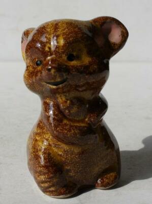 Mouse Figurine Cartoon Comic Style Brown Ceramic Porcelain Hand Painted CUTE ---