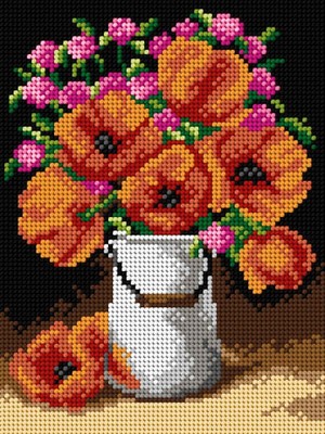 Orchidea Needlepoint canvas for halfstitch without yarn Poppies