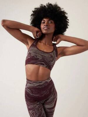 NEW Athleta SPICED CABERNET AURORA SHINE A-C SPORTS BRA SMALL
