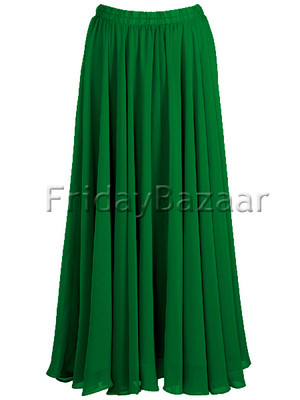 ロンスプ　ローレグ　グリーン　M Emerald Green | Chiffon 2 Layer Reversible Long Skirt Full