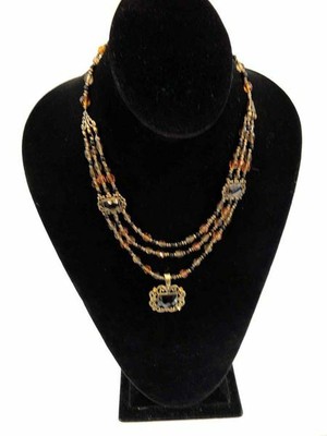 Premier Designs Three Tier Beaded Faceted Panel Bracelet  Necklace Set