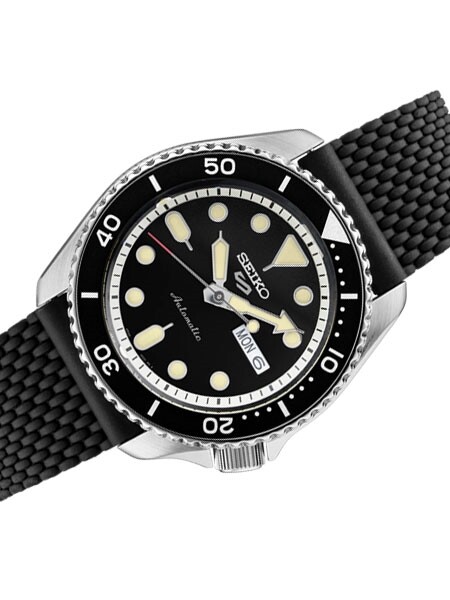 Pre-owned Seiko Srpd95 5 Sport Black Finish Watch (warranty & Fedex 2 Day)