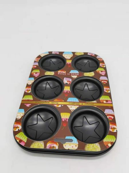 Stampo Teglia Vassoio Antiaderente 6 Muffin Cupcake Dolci Budino Stelle bal