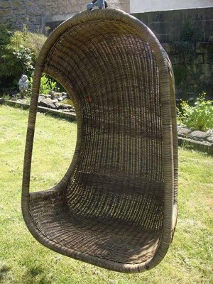 Hängesessel aus Rattan Hängekorb Hängestuhl geflochten toast braun