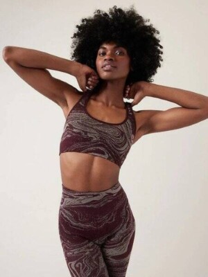 Athleta Aurora Shine Bra A-C-Spiced Cabernet-Size XS-NWOT
