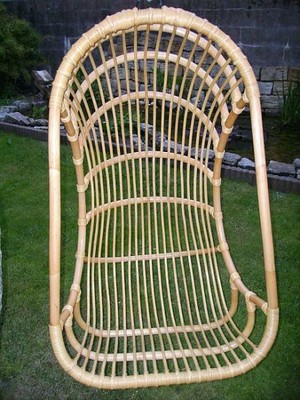 Hängesessel aus Rattan Hängekorb Hängestuhl Schwingsessel XL Honig