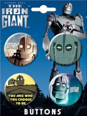 Iron Giant Animated Movie Images Round Button Set of 4 NEW MINT ON CARD
