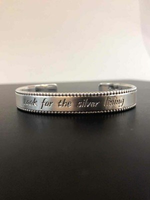 Mary Kay Silver Tone Ribbed Inspirational Metal Cuff Bracelet + Bonus Bracelet