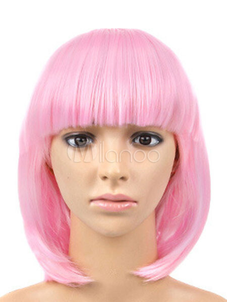 Light Pink Fluffy Medium Straight Capless Noble Side Bang Women S