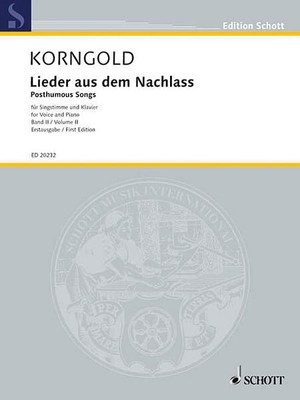 Korngold Lieder aus dem Nachlass Vol II Medium Voice Piano Sheet Music Book