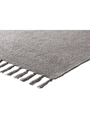 Teppich Baumwolle Handgewebt Flachgewebe Florhöhe Fransen
