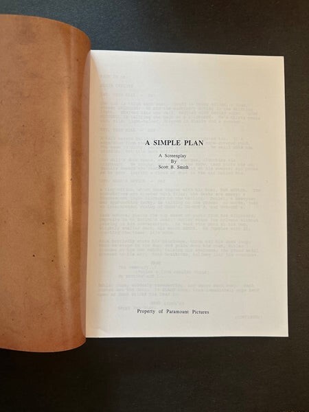 a simple plan screenplay script 1998 academy awards 119 pages scott b smith rare